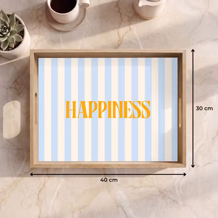 Dienblad - Oranje - Blauw - Strepen - Happiness — 9