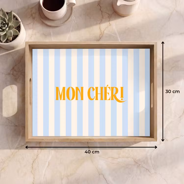 Dienblad - Oranje - Blauw - Strepen - Mon chéri — 9