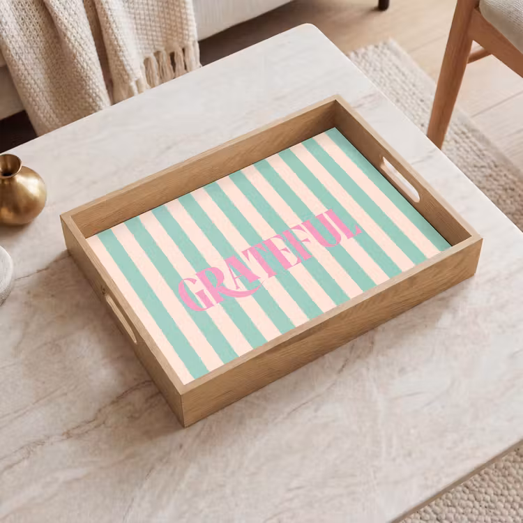 Dienblad - Roze - Groen - Strepen - Grateful — 2