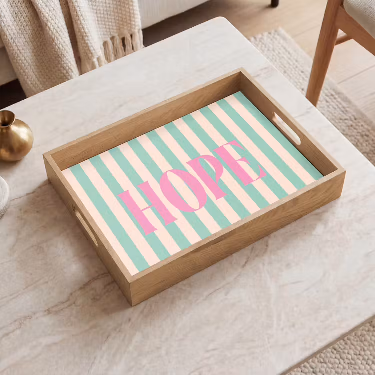 Dienblad - Roze - Groen - Strepen - Hope — 2