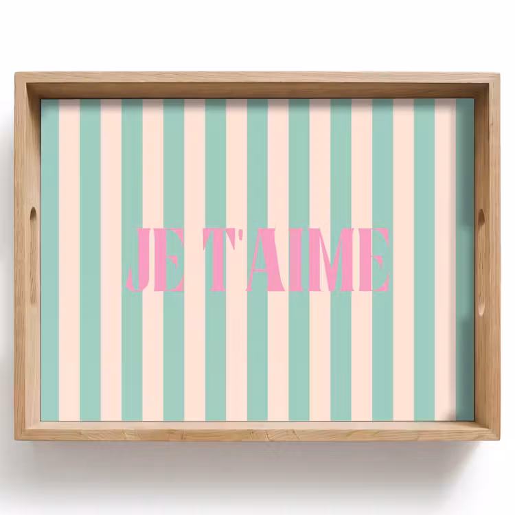 Dienblad - Roze - Groen - Strepen - Je t'aime — 1