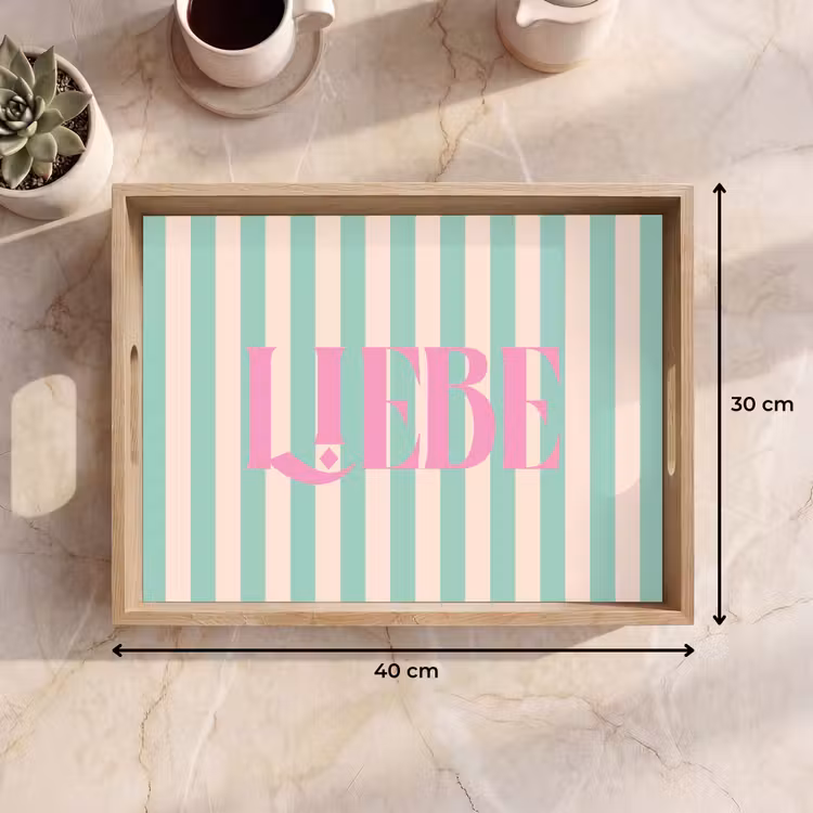 Dienblad - Roze - Groen - Strepen - Liebe — 9