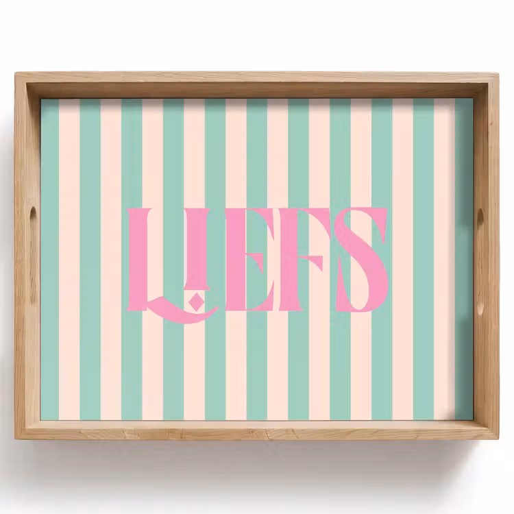 Dienblad - Roze - Groen - Strepen - Liefs — 1
