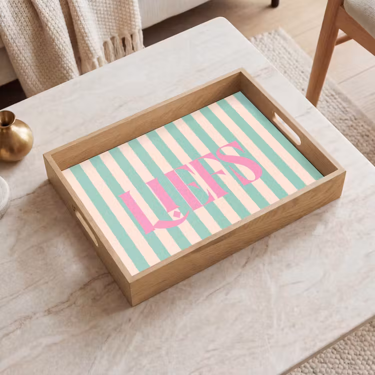 Dienblad - Roze - Groen - Strepen - Liefs — 2