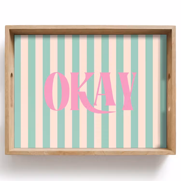 Dienblad - Roze - Groen - Strepen - Okay — 1