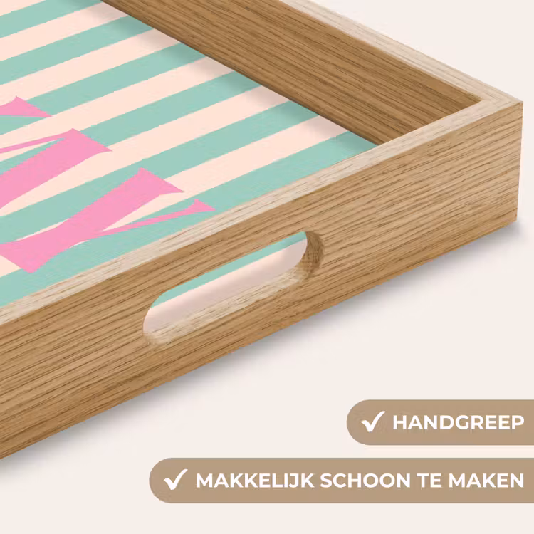 Dienblad - Roze - Groen - Strepen - Okay — 5