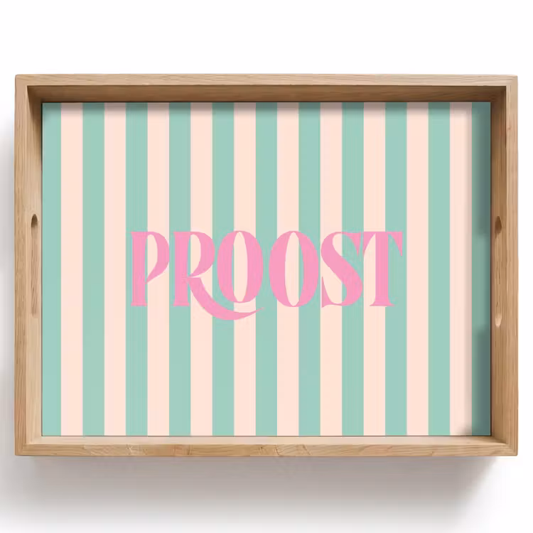 Dienblad - Roze - Groen - Strepen - Proost — 1
