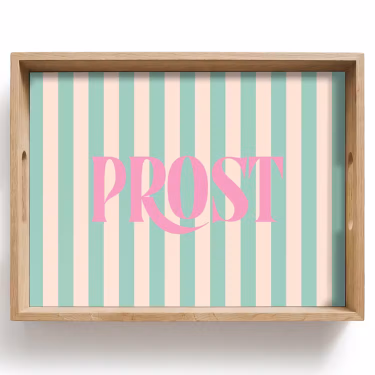 Dienblad - Roze - Groen - Strepen - Prost — 1
