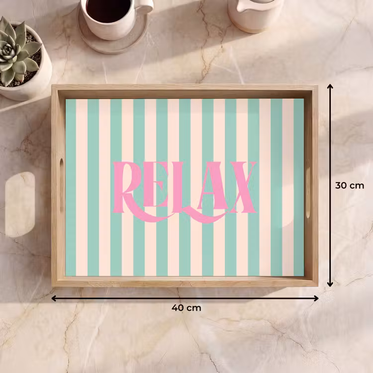 Dienblad - Roze - Groen - Strepen - Relax — 9