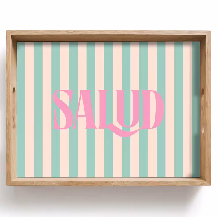 Dienblad - Roze - Groen - Strepen - Salud — 1