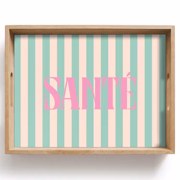 Dienblad - Roze - Groen - Strepen - Santé — 1