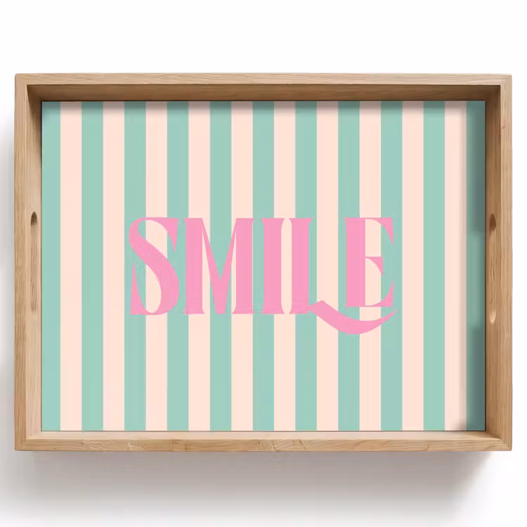 Dienblad - Roze - Groen - Strepen - Smile — 1