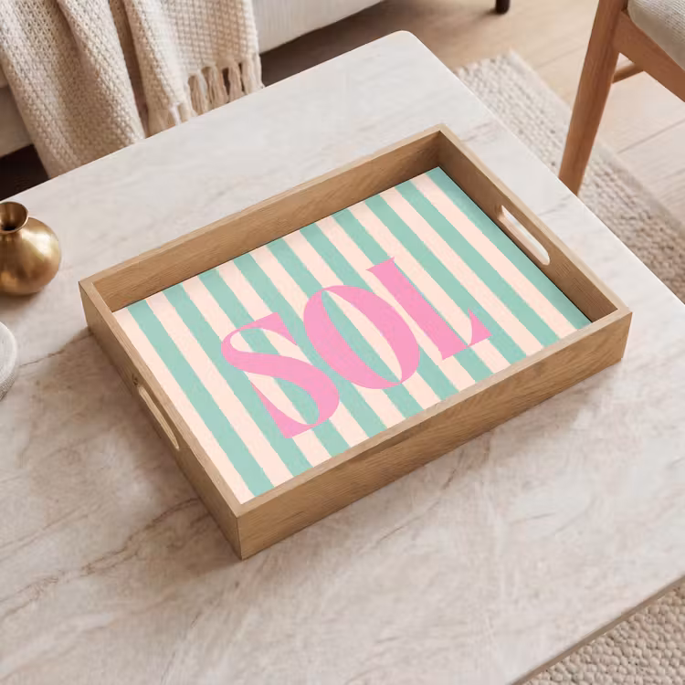 Dienblad - Roze - Groen - Strepen - Sol — 2