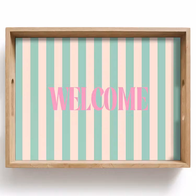 Dienblad - Roze - Groen - Strepen - Welcome — 1