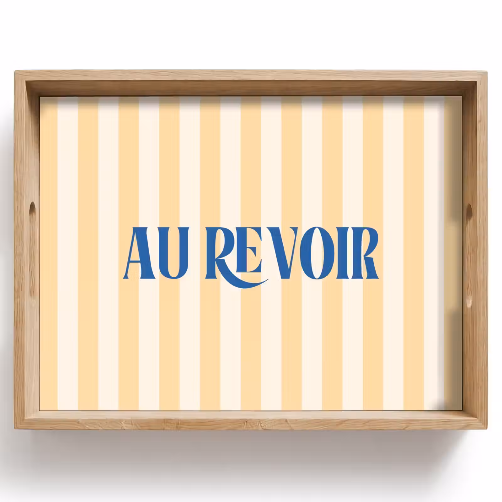 Dienblad - Blauw - Geel - Strepen - Au revoir — 1