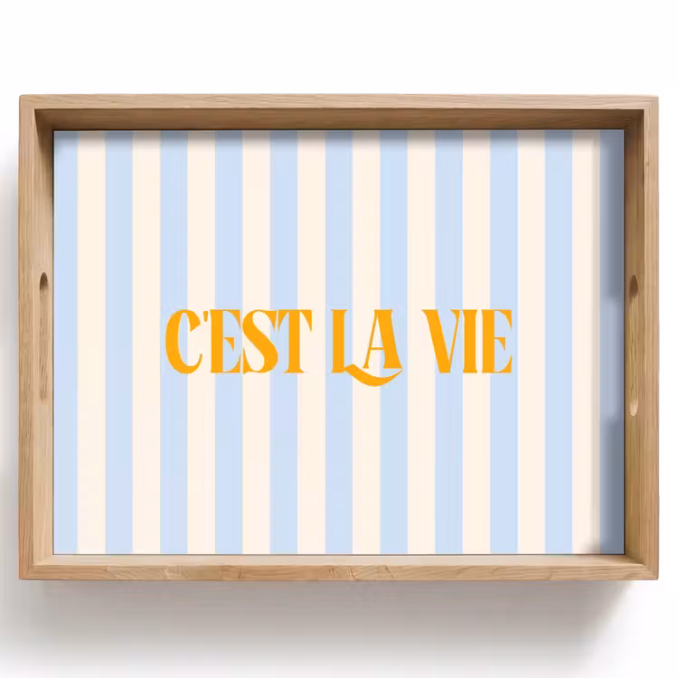 Dienblad - Alt: Oranje - Blauw - Strepen - C'est la vie — 1