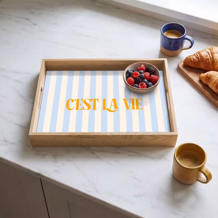 Dienblad - Alt: Oranje - Blauw - Strepen - C'est la vie — 4
