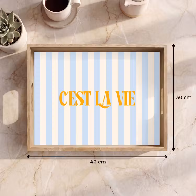 Dienblad - Alt: Oranje - Blauw - Strepen - C'est la vie — 9