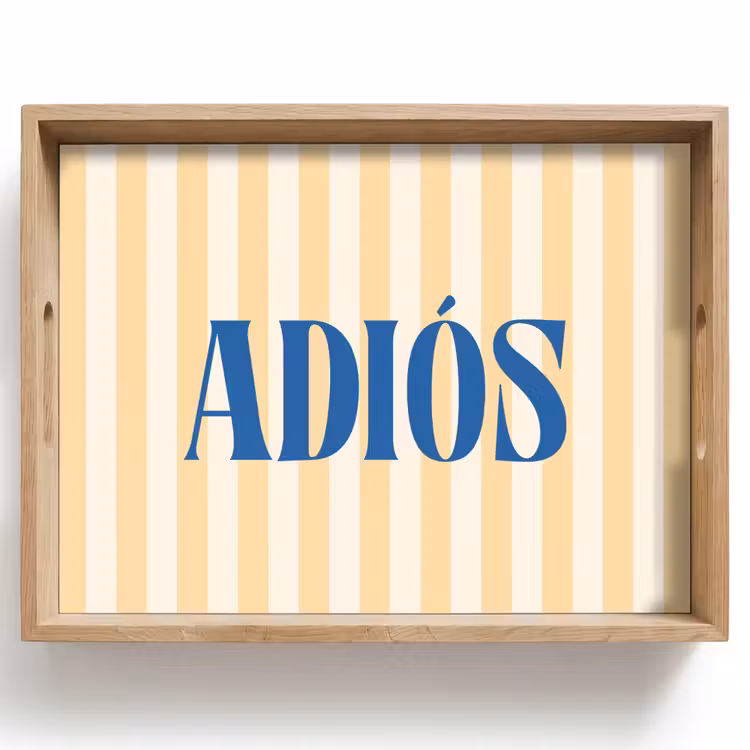 Dienblad - Blauw - Geel - Strepen - Adiós — 1