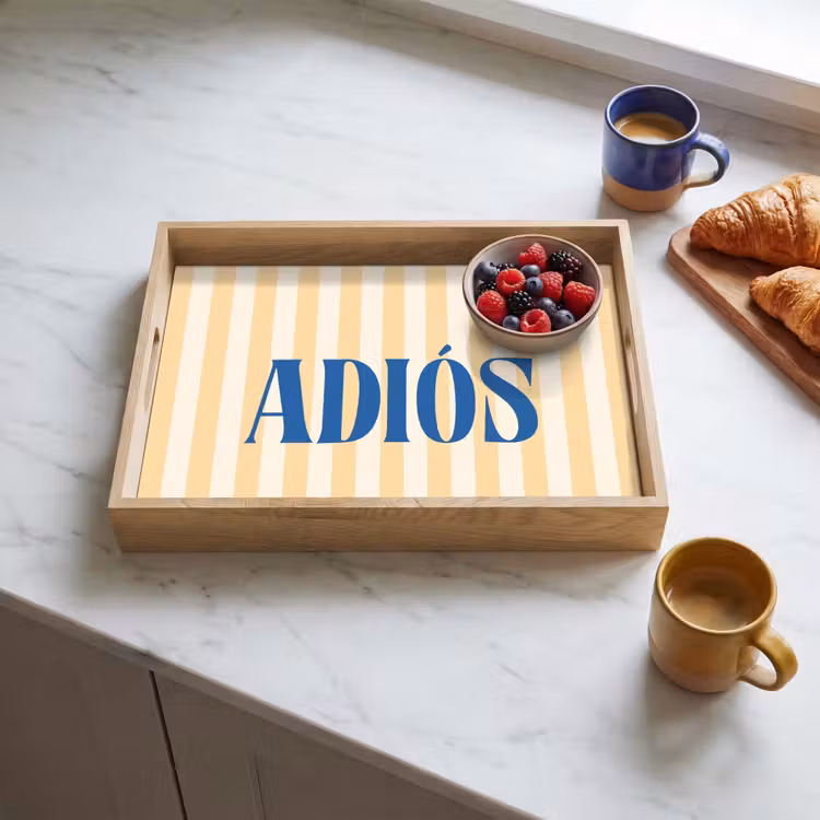 Dienblad - Blauw - Geel - Strepen - Adiós — 4