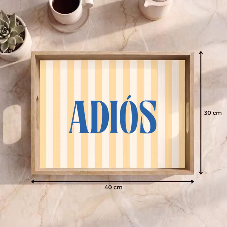 Dienblad - Blauw - Geel - Strepen - Adiós — 9