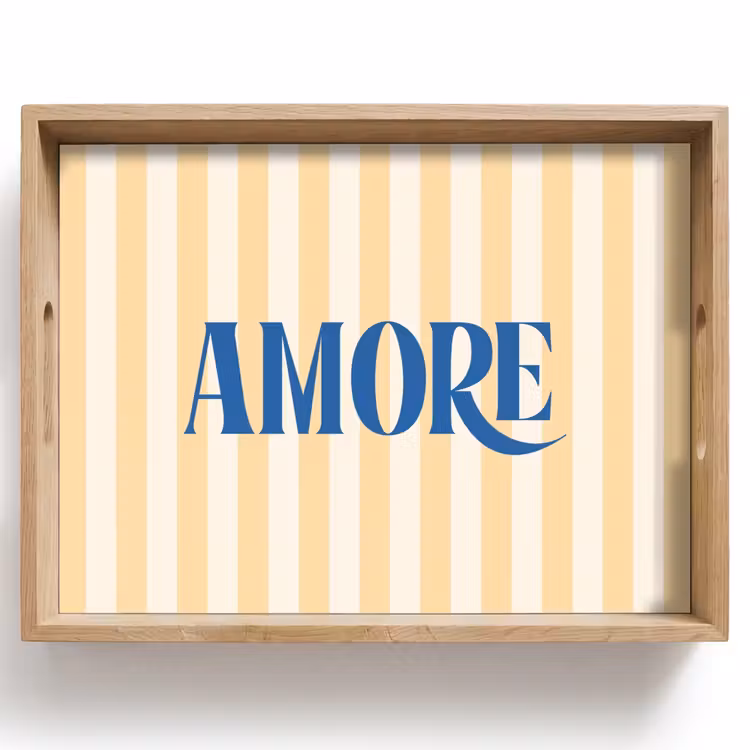 Dienblad - Blauw - Geel - Strepen - Amore — 1
