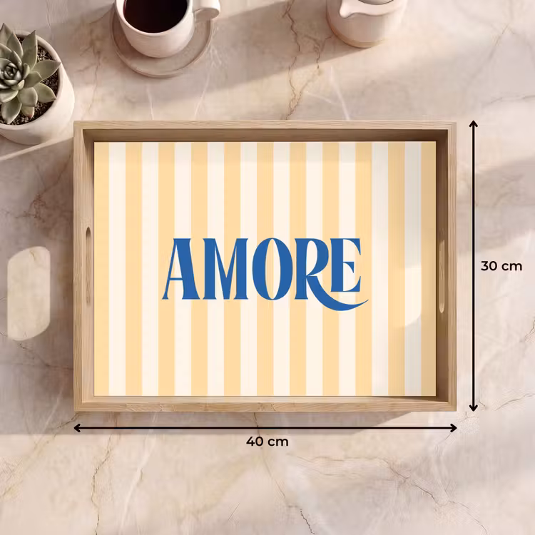 Dienblad - Blauw - Geel - Strepen - Amore — 9