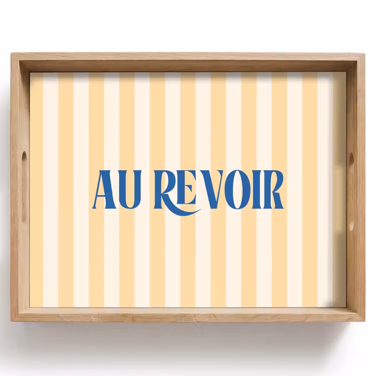 Dienblad - Blauw - Geel - Strepen - Au revoir — 1