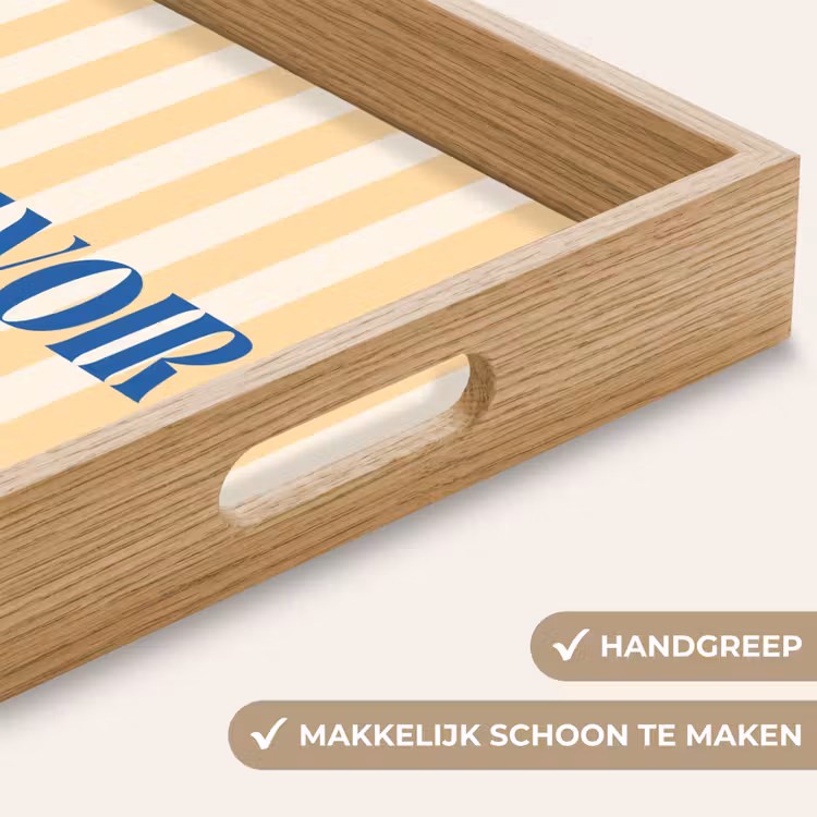 Dienblad - Blauw - Geel - Strepen - Au revoir — 5