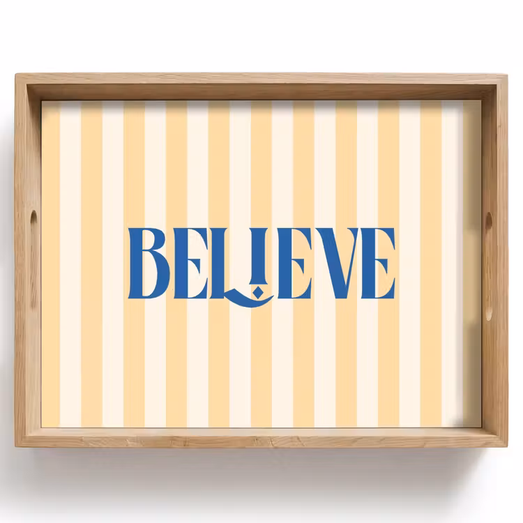 Dienblad - Blauw - Geel - Strepen - Believe — 1