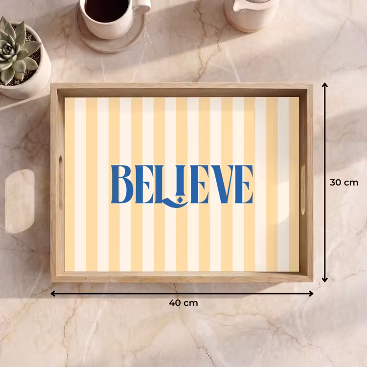 Dienblad - Blauw - Geel - Strepen - Believe — 9