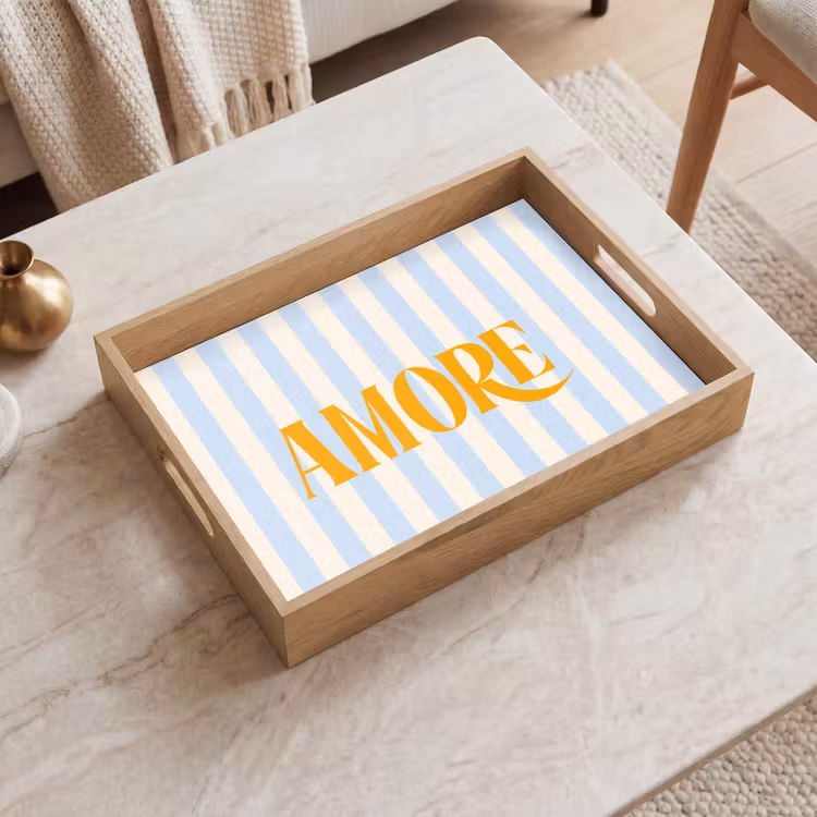 Dienblad - Oranje - Blauw - Strepen - Amore — 2