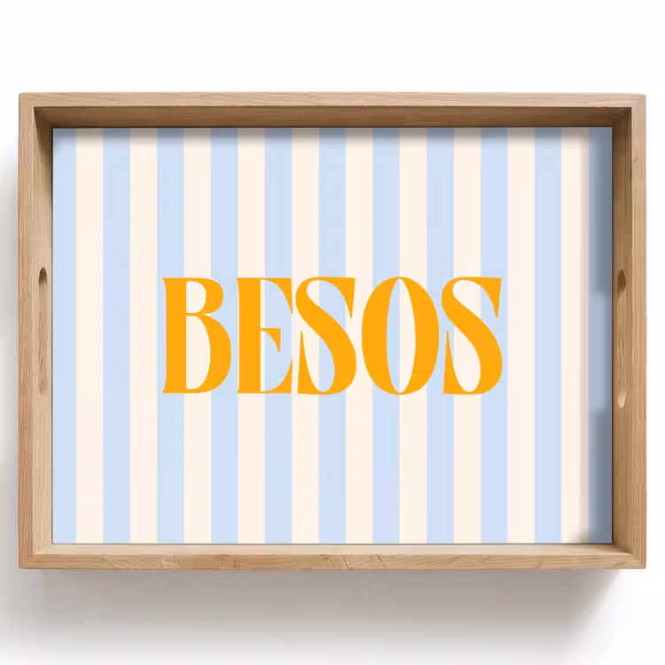 Dienblad - Oranje - Blauw - Strepen - Besos — 1