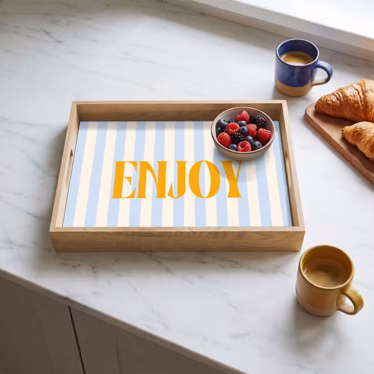 Dienblad - Oranje - Blauw - Strepen - Enjoy — 4