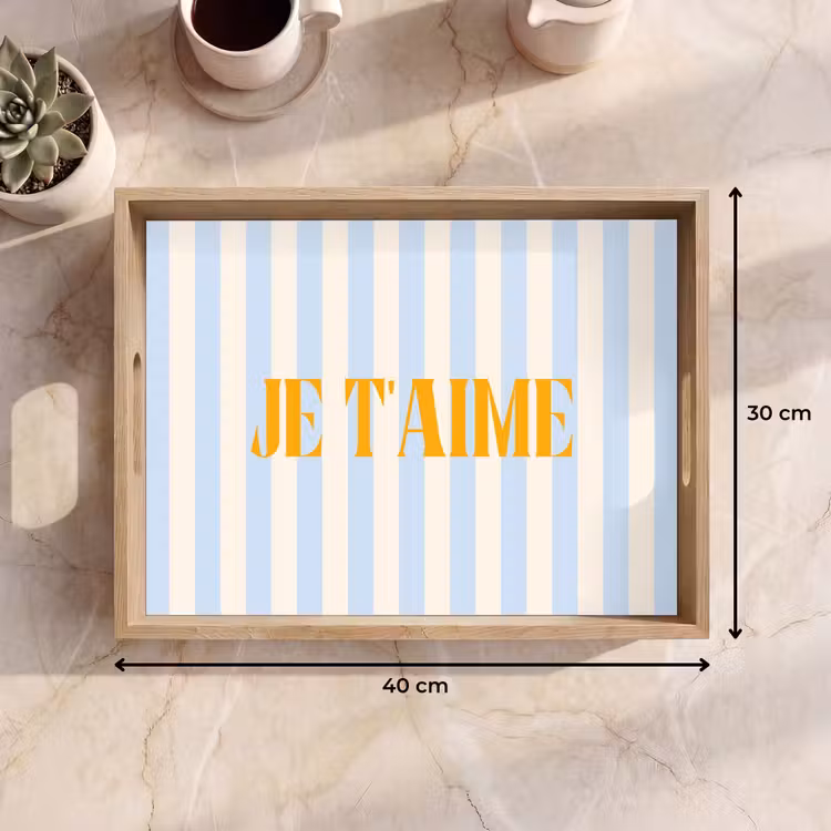 Dienblad - Oranje - Blauw - Strepen - Je t'aime — 9