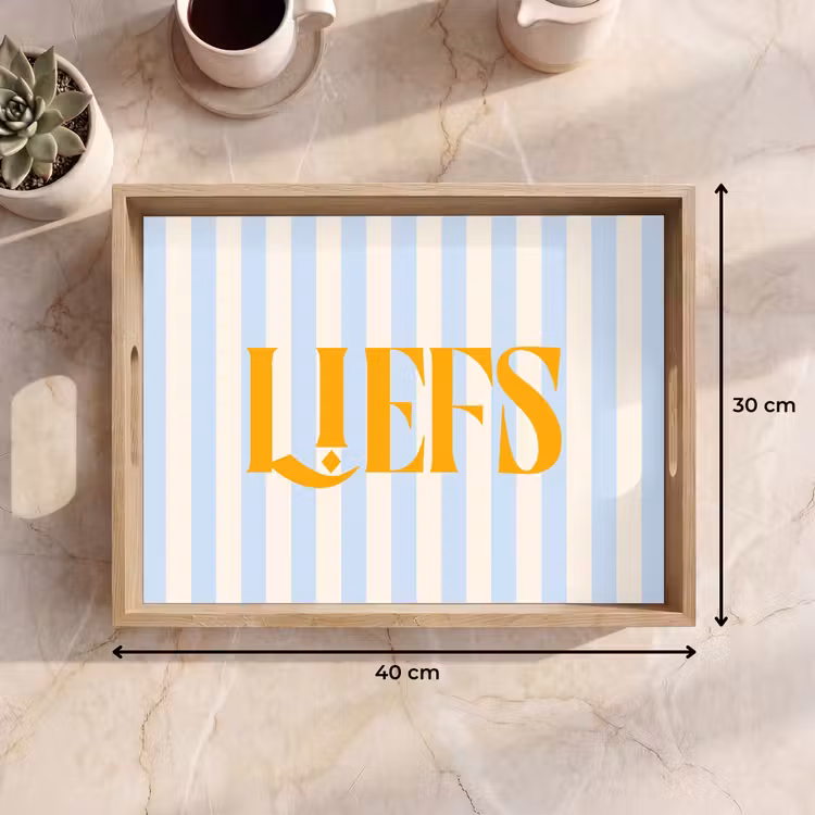 Dienblad - Oranje - Blauw - Strepen - Liefs — 9