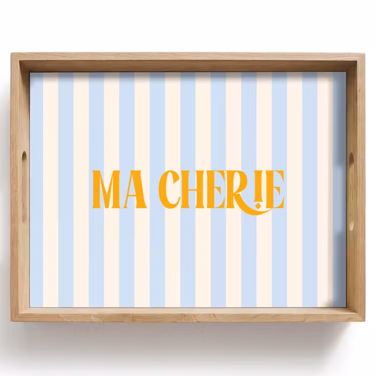 Dienblad - Oranje - Blauw - Strepen - Ma cherie — 1