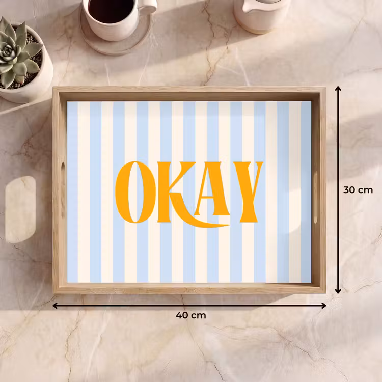 Dienblad - Oranje - Blauw - Strepen - Okay — 9