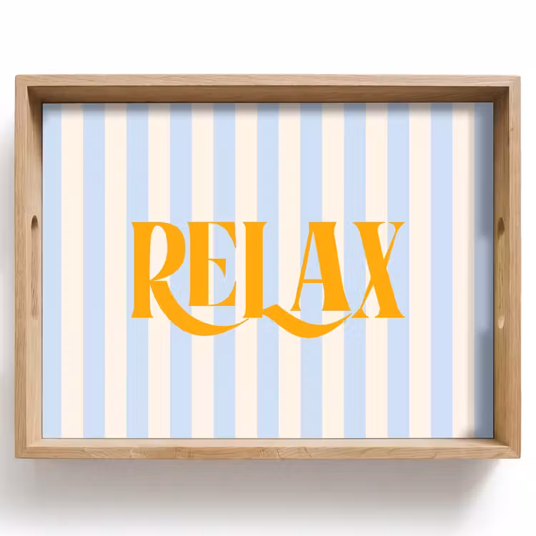 Dienblad - Oranje - Blauw - Strepen - Relax — 1