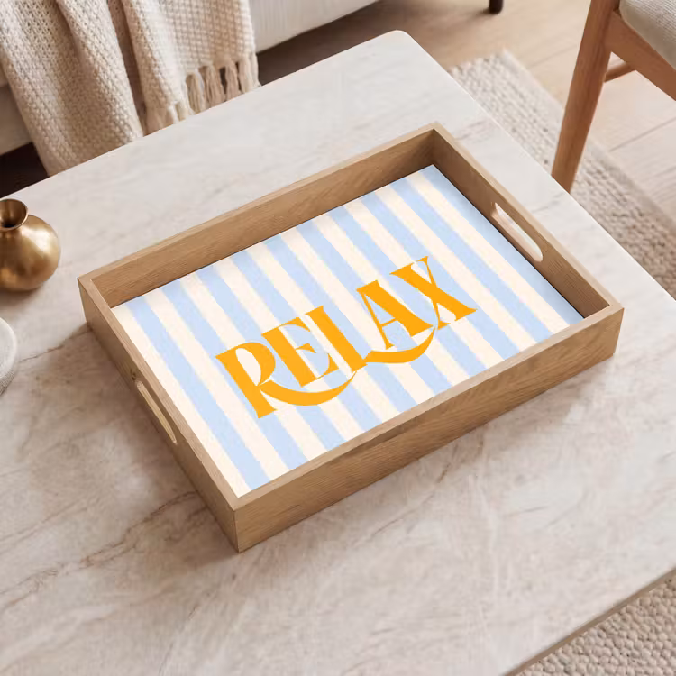 Dienblad - Oranje - Blauw - Strepen - Relax — 2