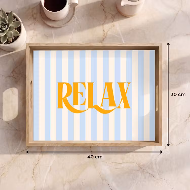 Dienblad - Oranje - Blauw - Strepen - Relax — 9