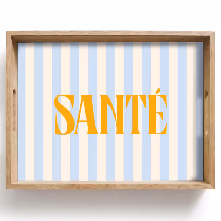 Dienblad - Oranje - Blauw - Strepen - Santé — 1
