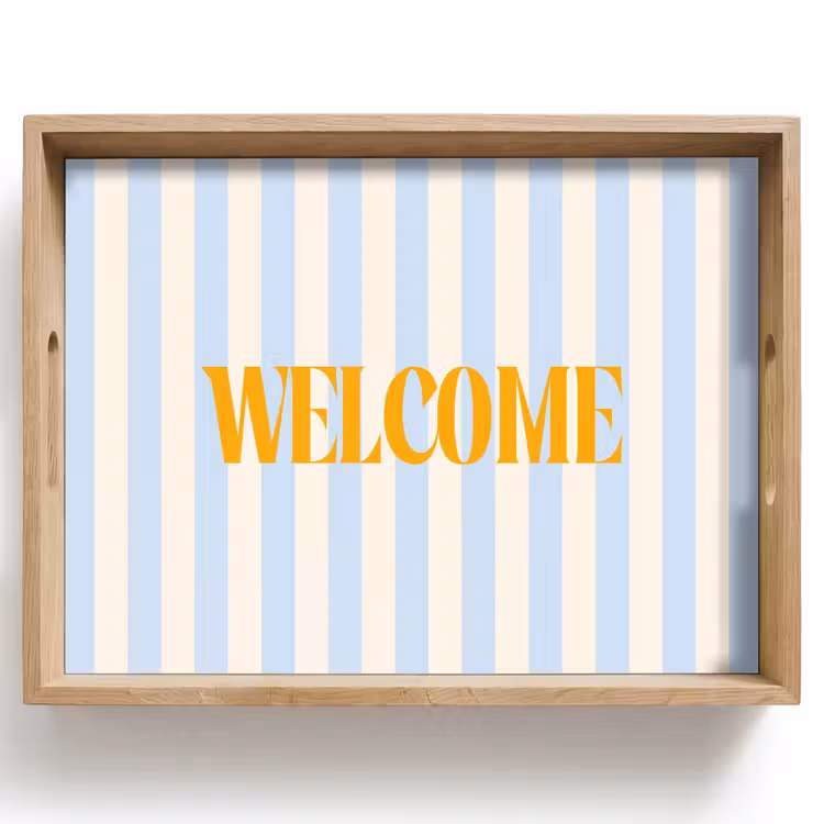 Dienblad - Oranje - Blauw - Strepen - Welcome — 1