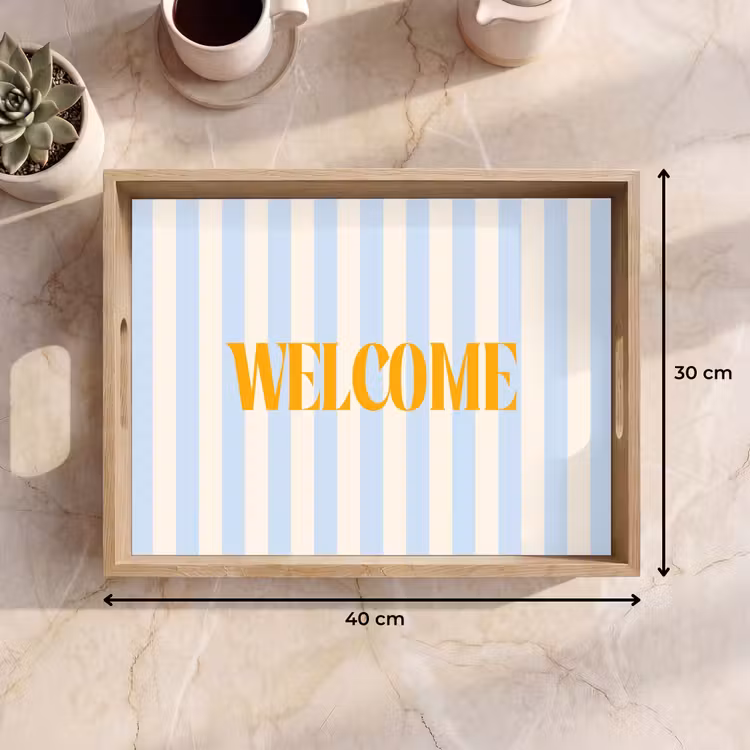 Dienblad - Oranje - Blauw - Strepen - Welcome — 9