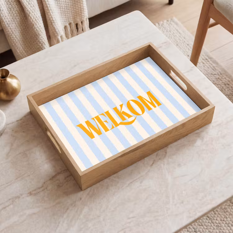 Dienblad - Oranje - Blauw - Strepen - Welkom — 2