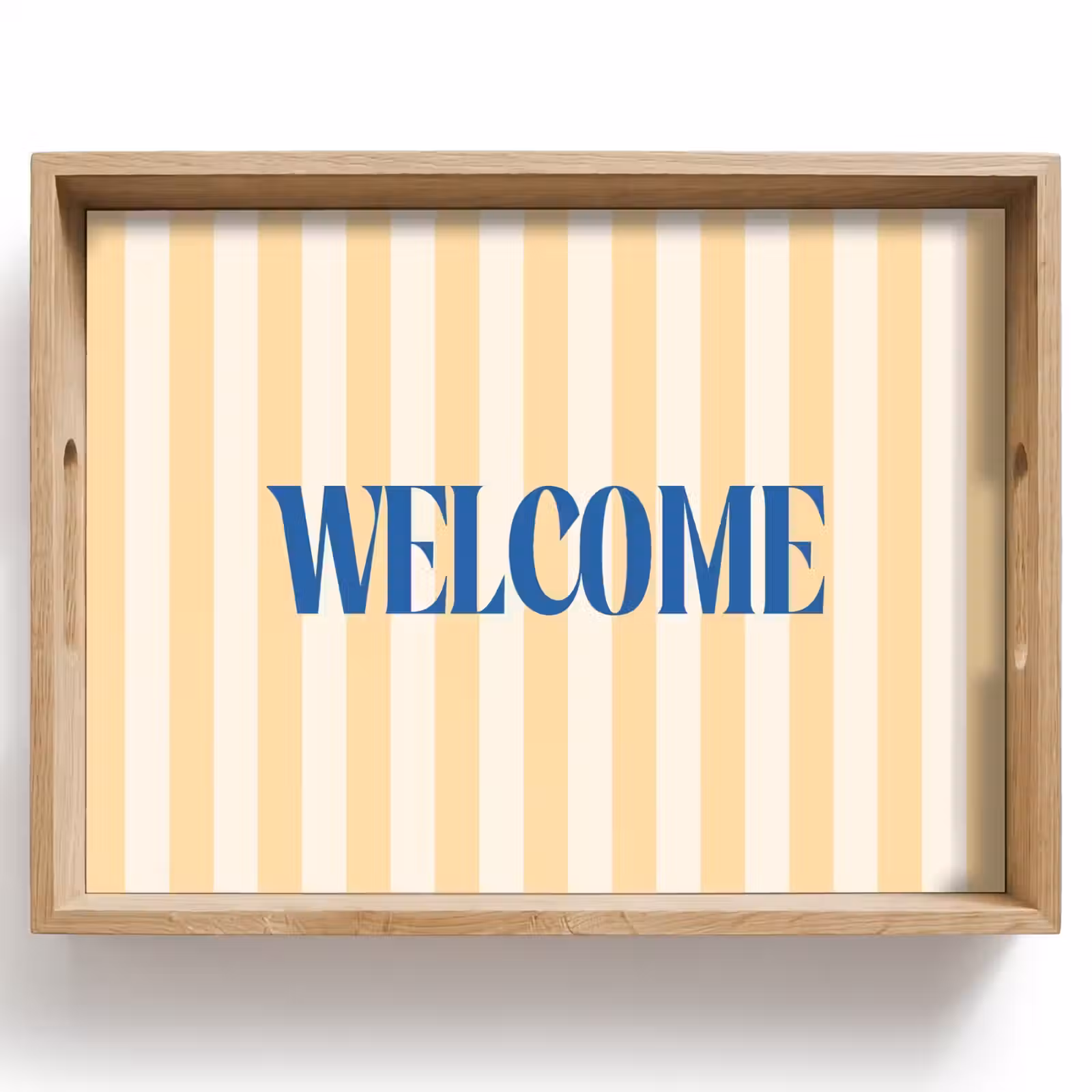 Dienblad - Blauw - Geel - Strepen - Welcome — 1