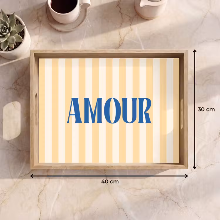 Dienblad - Blauw - Geel - Strepen - Amour — 9