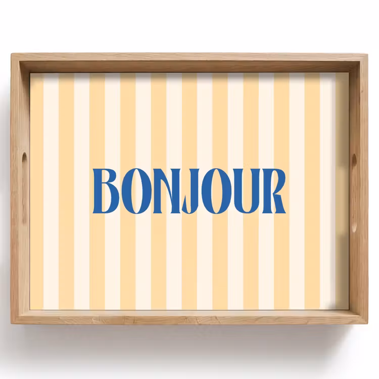 Dienblad - Blauw - Geel - Strepen - Bonjour — 1