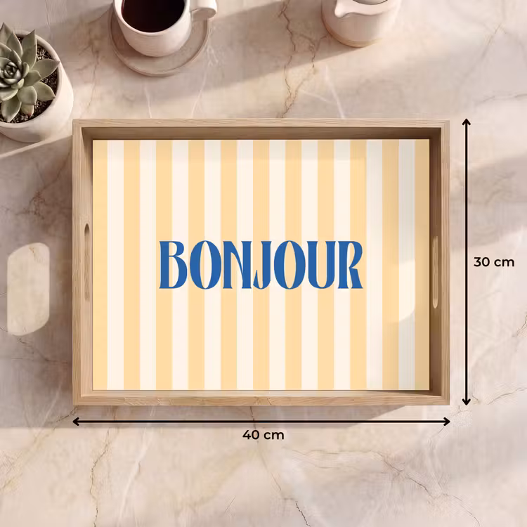 Dienblad - Blauw - Geel - Strepen - Bonjour — 9