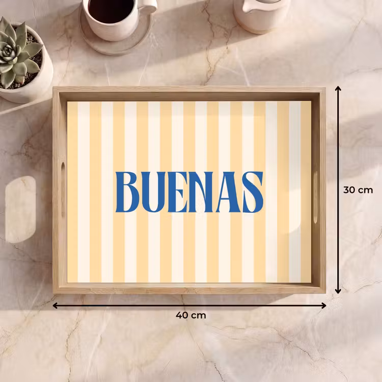 Dienblad - Blauw - Geel - Strepen - Buenas — 9
